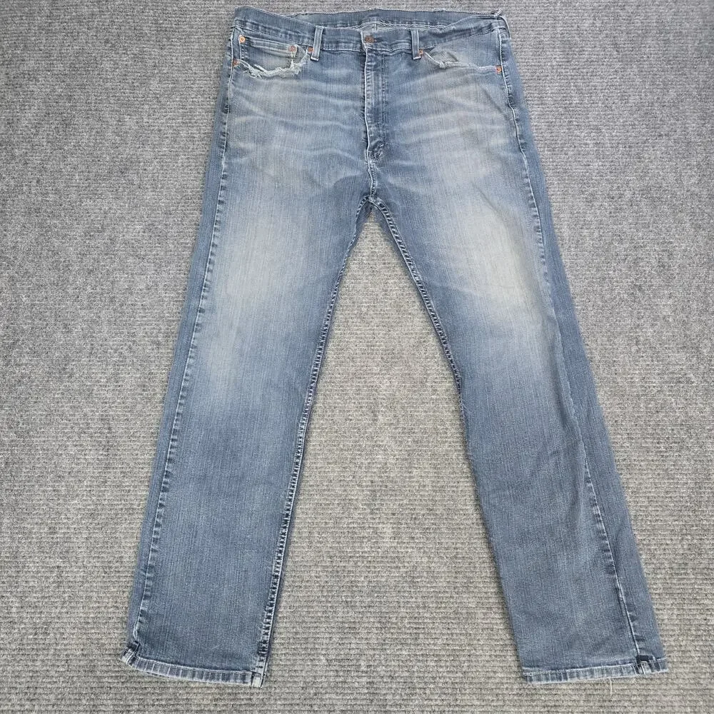 Levis 505 Jeans Mens Tag 40x32 Light Wash Distressed Straight
